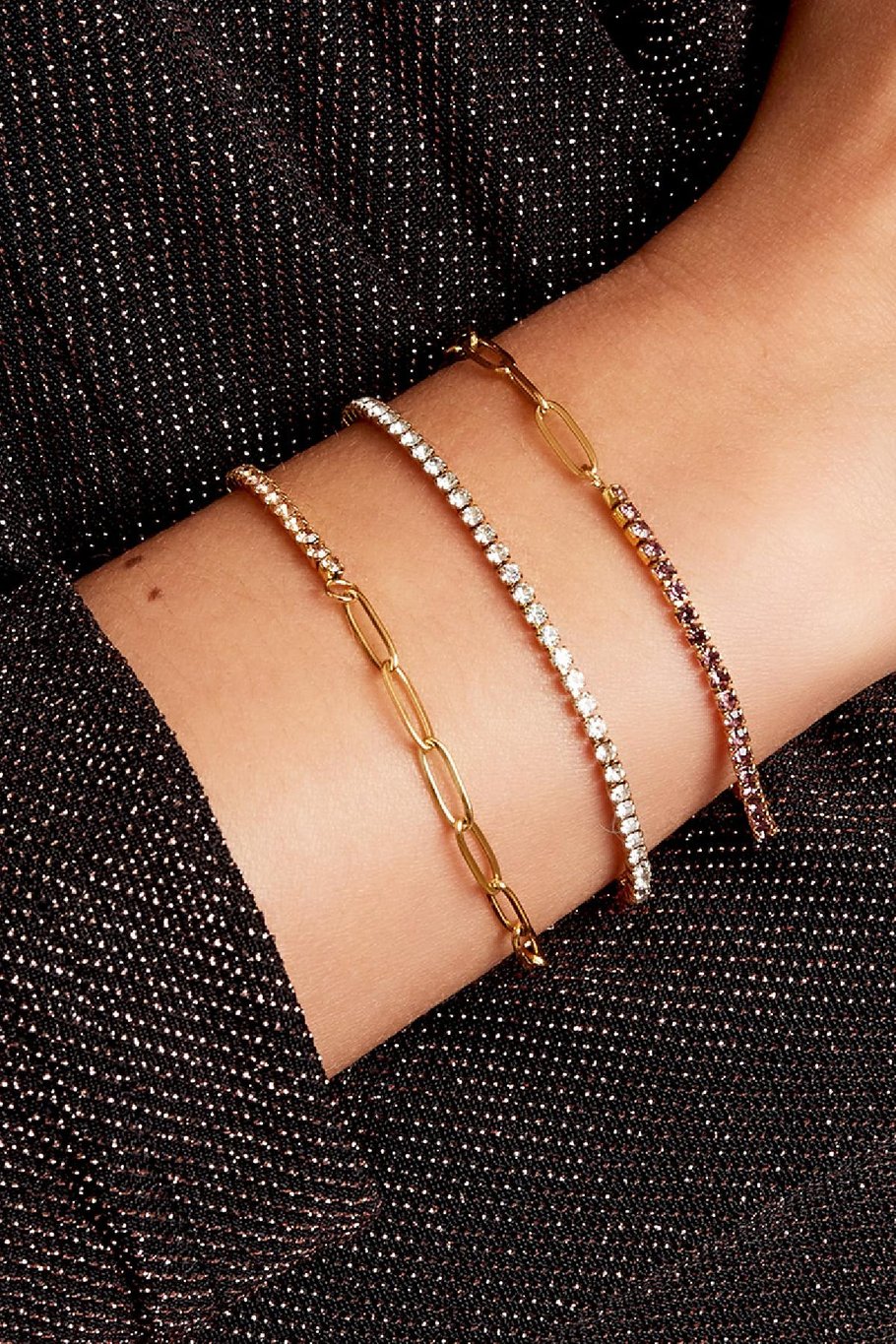 Bracelet zircon chain small Green Stainless Steel Picture3